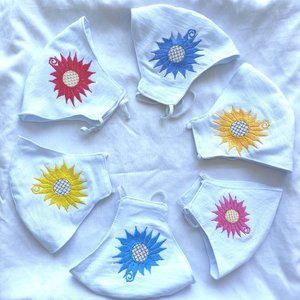 Embroidered Face Mask 100% Cotton Sunflower Design